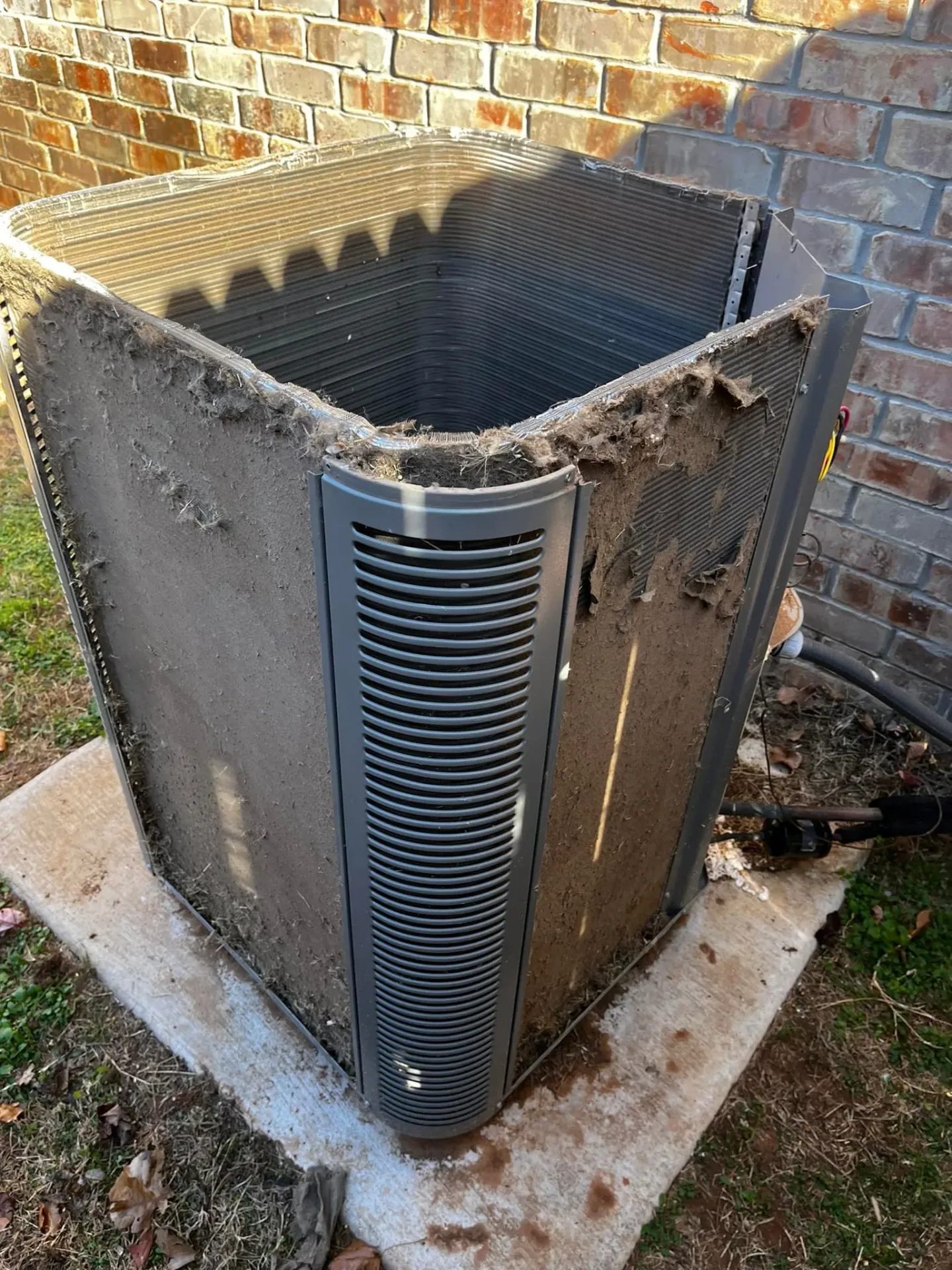 Clogged dirty condenser unit cleaned by Full Send